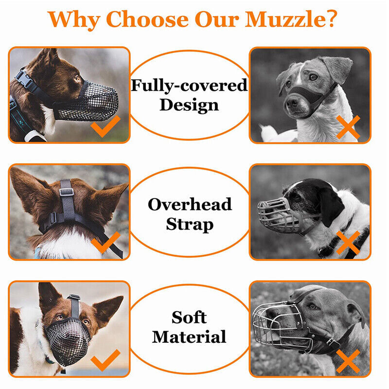 Dog Muzzle Pet Muzzle for Anti-Biting Chewing Licking Adjustable Breathable US
