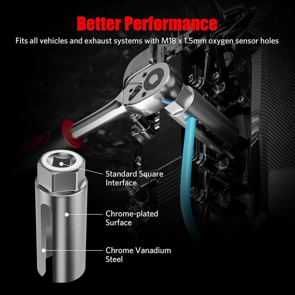 5Pcs Oxygen Sensor Socket Vacuum Wrench O2 M12 M18 Tool Renew Thread Chaser Set