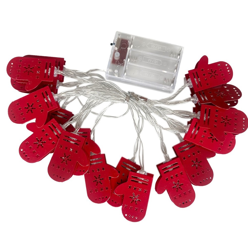 Christmas LED Light String Iron Christmas Gloves Ornament String Light