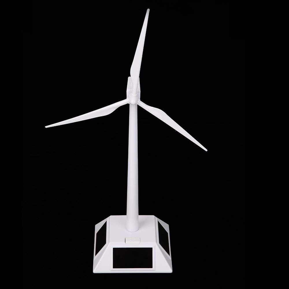 Desktop Wind Turbine Solar Powered White ABS Plastics for Education or Fun