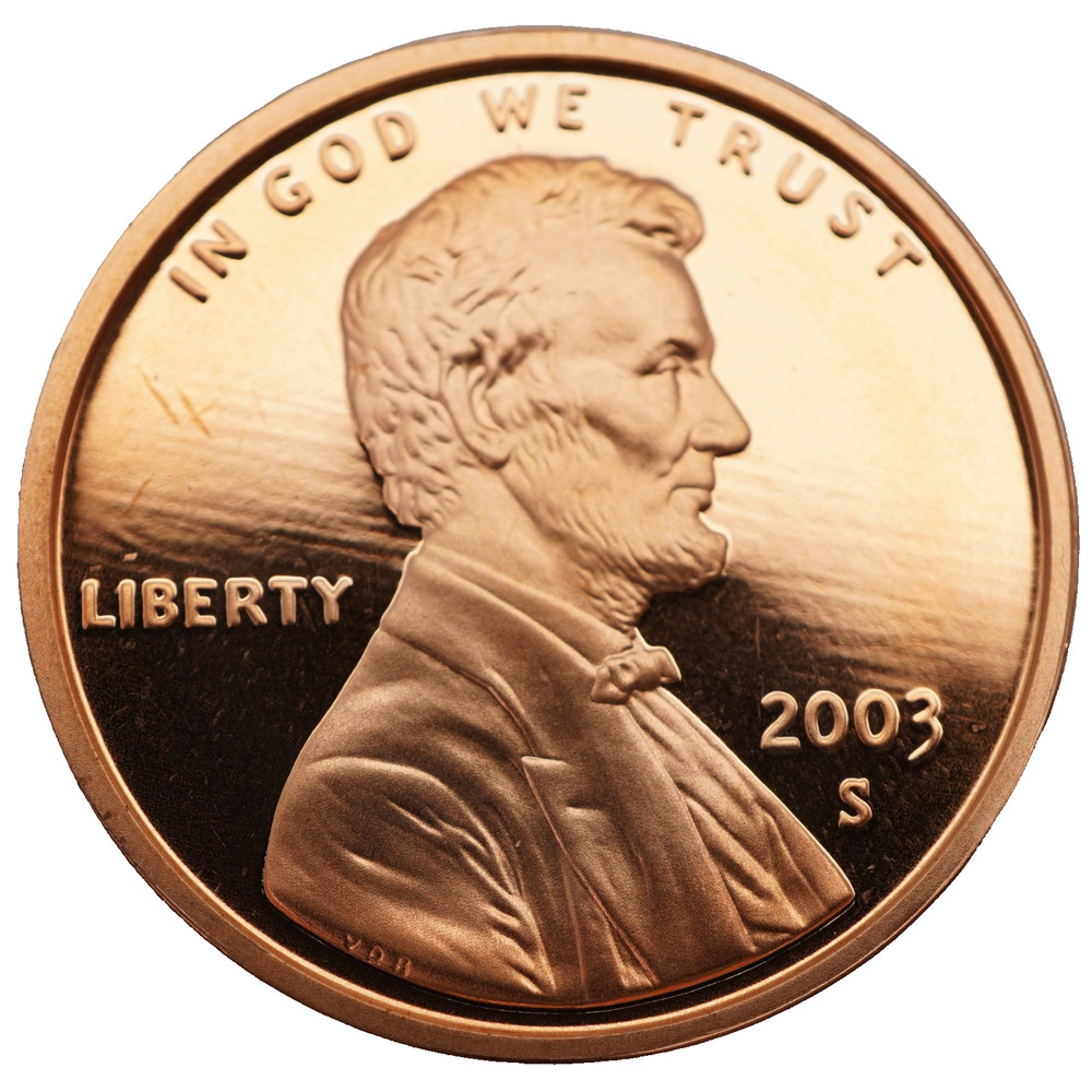2003-S Gem Proof Lincoln Cent Roll - 45 Coins