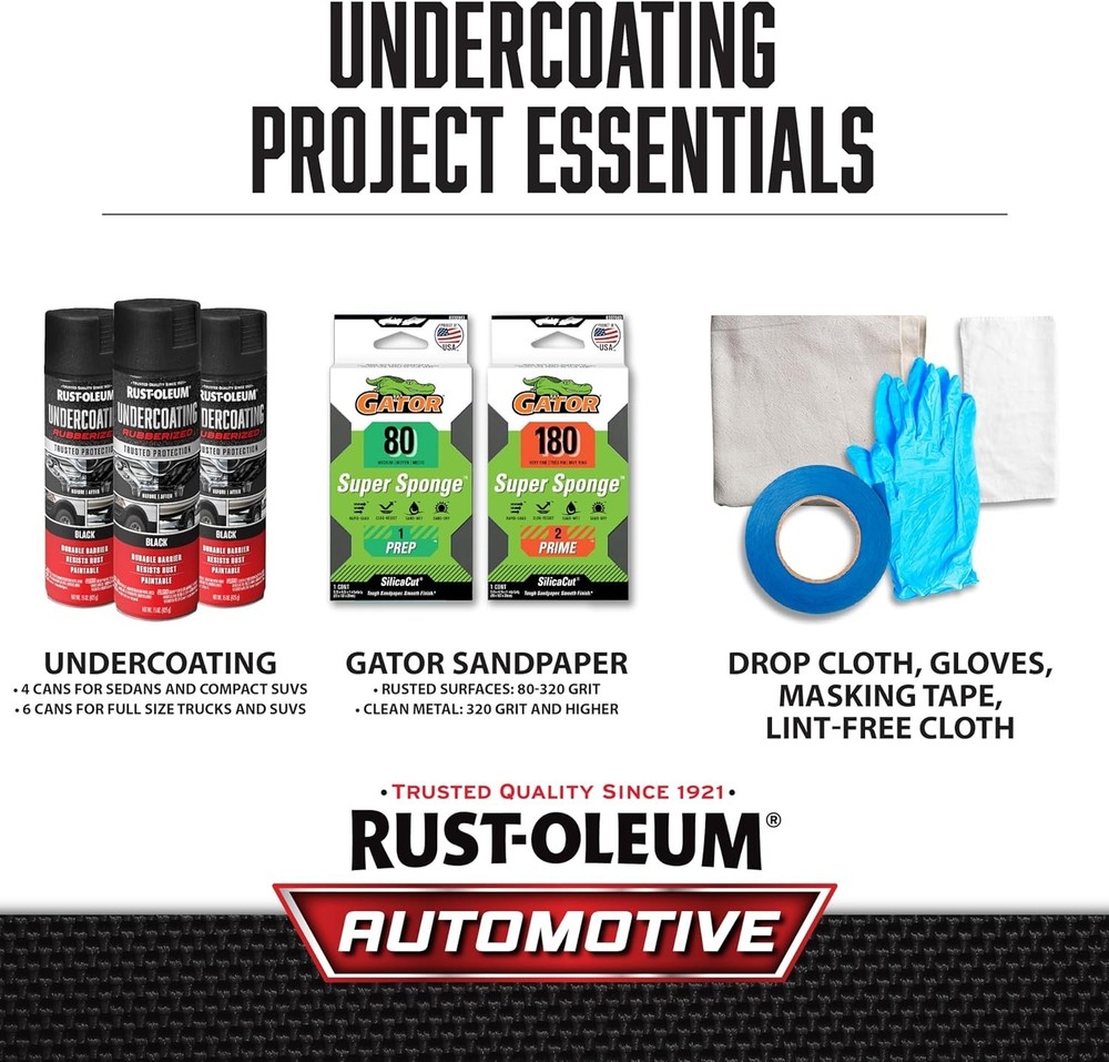 Rust-Oleum Stops Rust Undercoating Spray 15oz Black Rubberized 6 Pack - Free P&P
