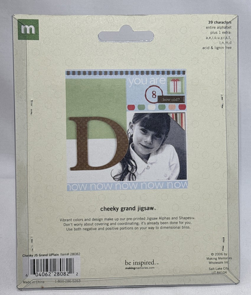 2006 Making Memories Cheeky Jigsaw Letters Upper Case Alphabets Scrapbook NOS