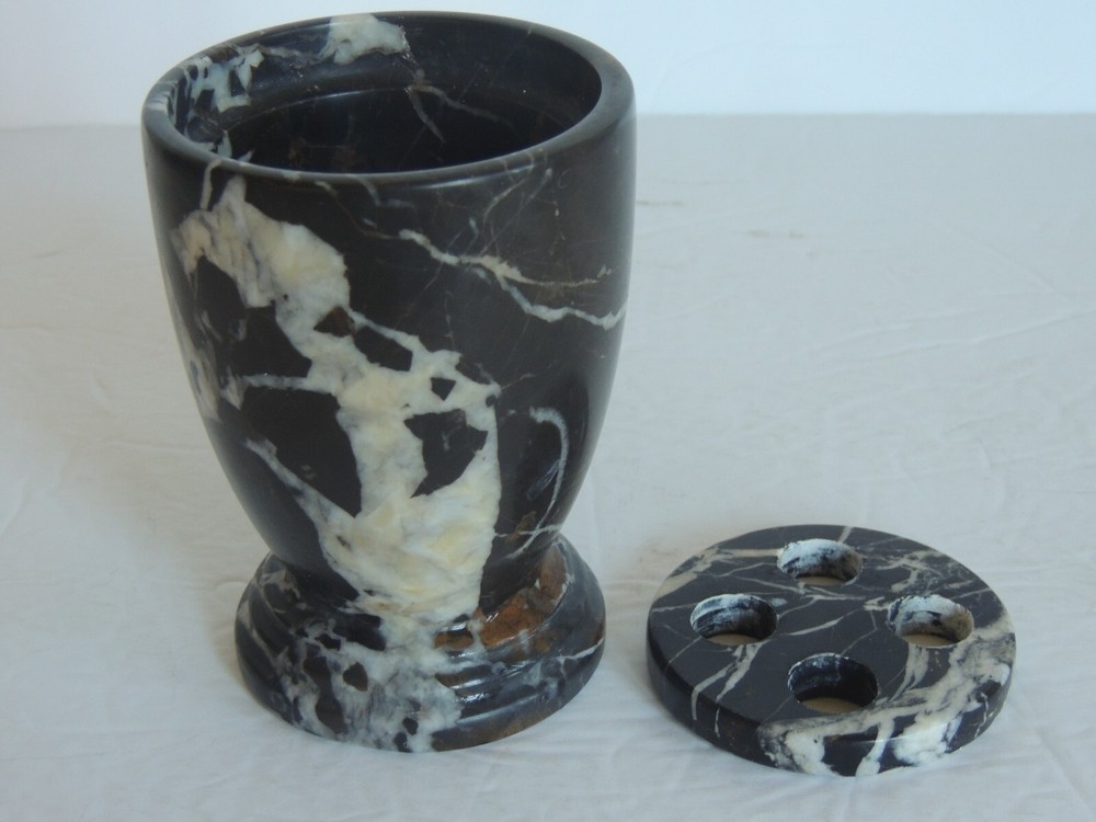 Solid Marble 3 color 2 PC FLOWER FROG POT VASE 4.25" 4 hole