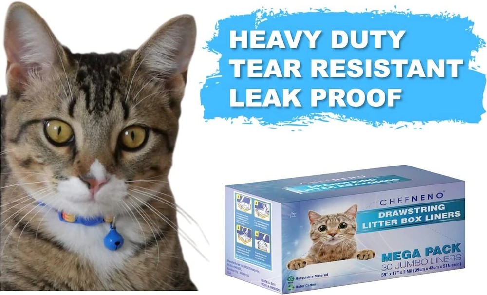 Cat Litter Box Liner Scratch Resistant Drawstring Cat Litter Tray Bag (30 Count)