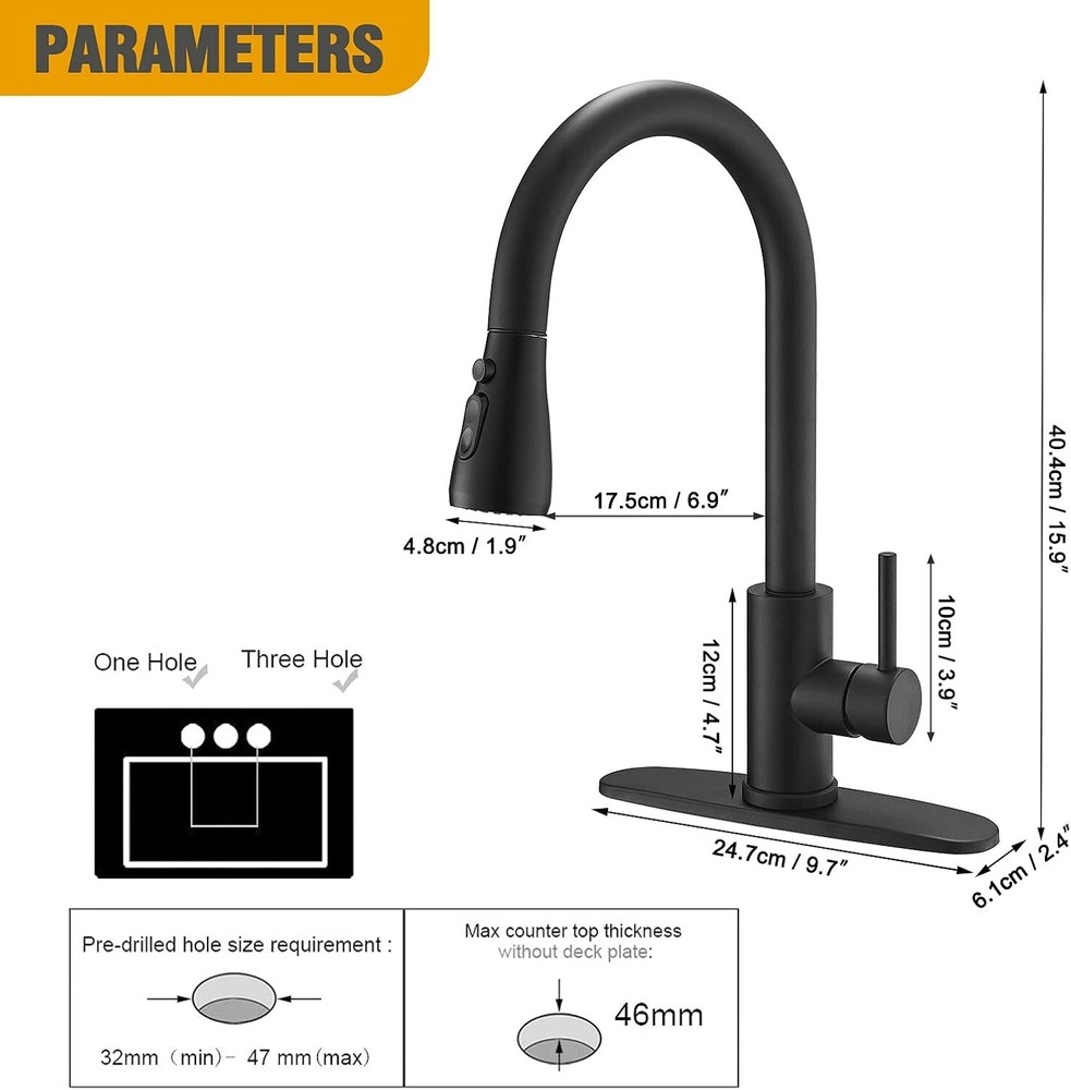 Brass Single Handle Kitchen Faucet with Pull Down Sprayer,Rv High-Arc Kitchen...