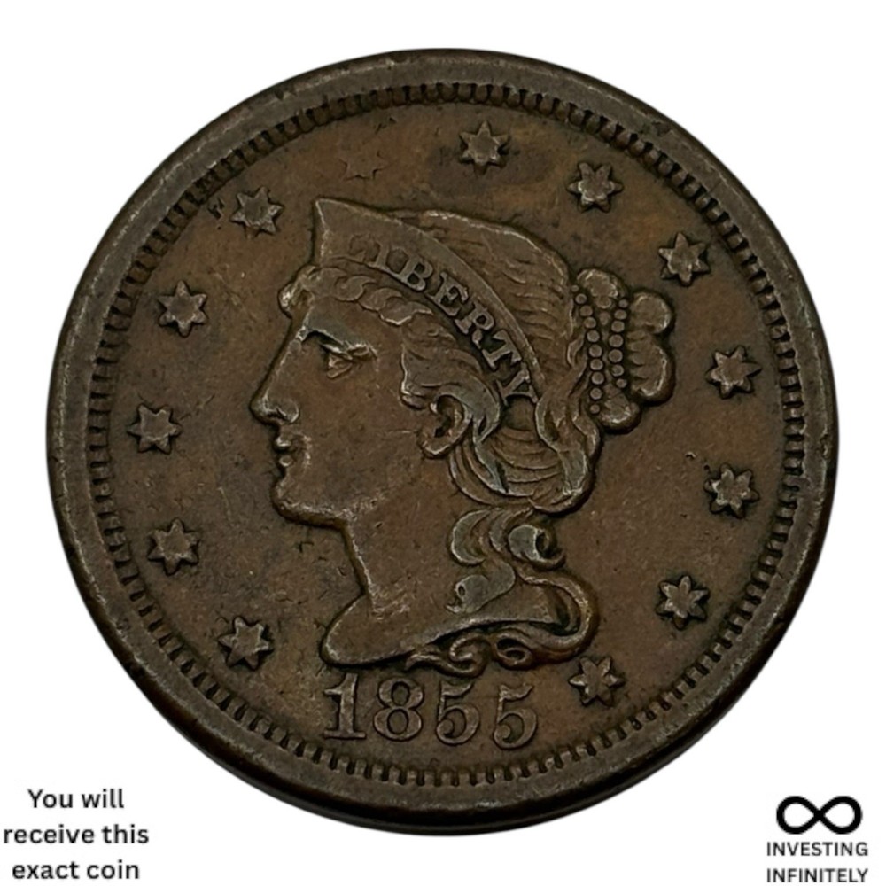 1855 Upright 5 Large Cent X-1713