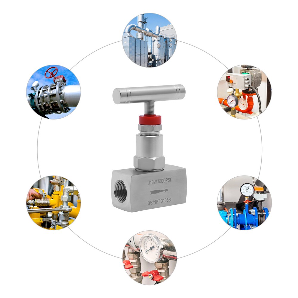 3/8" Stainless Steel Needle Valve - Threaded Flow Control, Max 6000 Psi