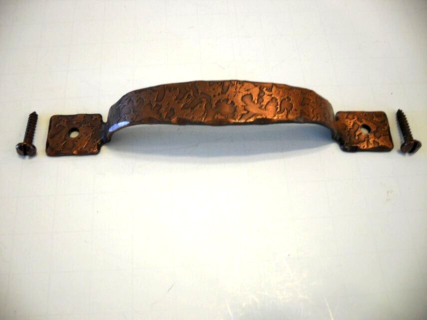 Vintage Nos Hammered Copper Rustic Iron Drawer Pull Cabinet Handle Stanley W1254