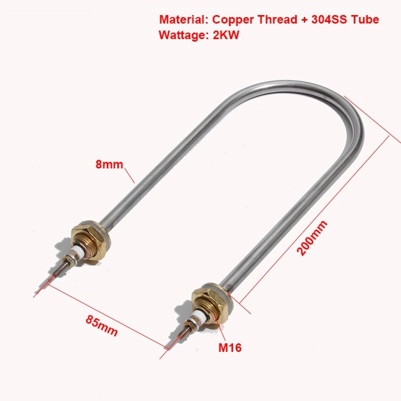 Electric Water Heater Copper Stainless Steel Heating Element Thread 2KW 110-380V
