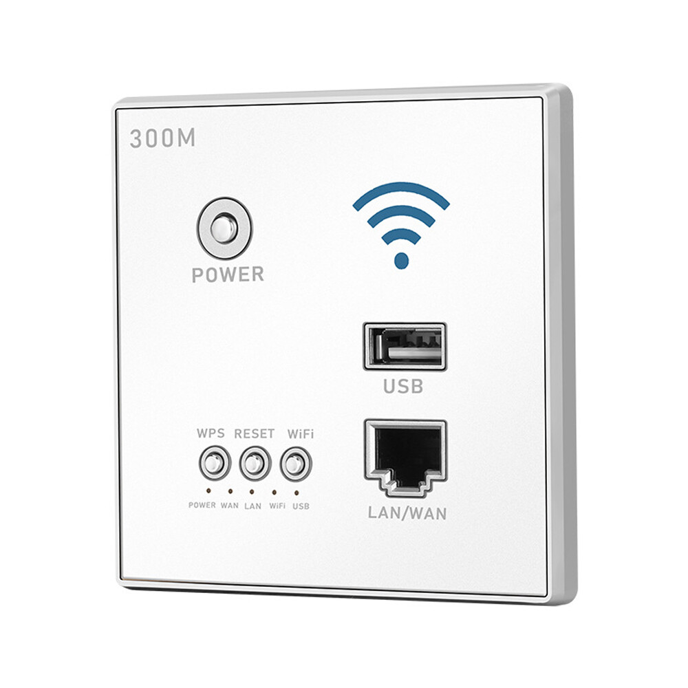 In-Wall Wireless Router AP Point WIFI LAN Network Switch AP USB Socket 300Mbps