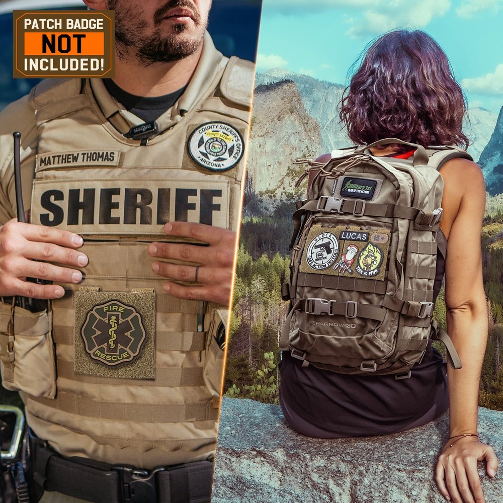 Molle Patch Panel,2/4 Pcs Tactical Hook&Loop Adapter Panel Morale Patch Board...