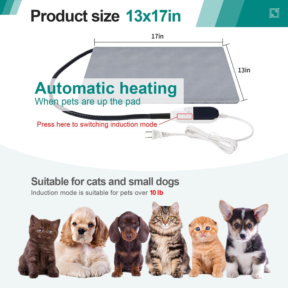 Smart Cat Heating Pad with Pressure Activated – Temperature Adjustable Heated Do