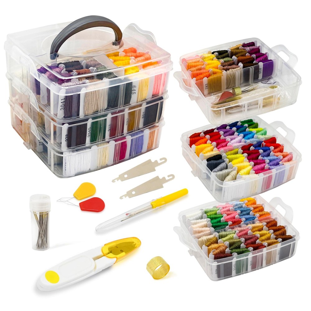 187Pcs Embroidery Floss Polyester Cross-Stitch Thread Kit with Tailoring Tool...