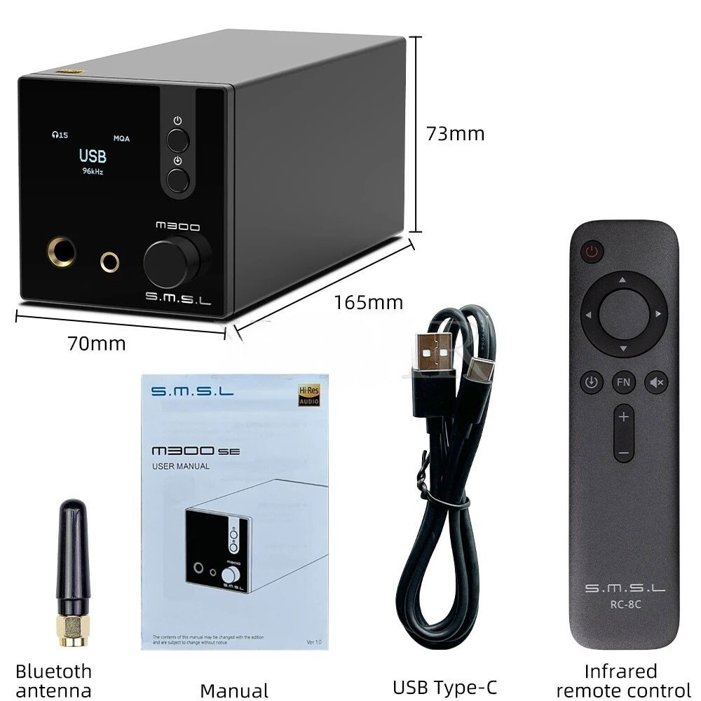 SMSL M300SE USB DAC Bluetooth DAC w/Remote Control Balanced Headphone Amplifier