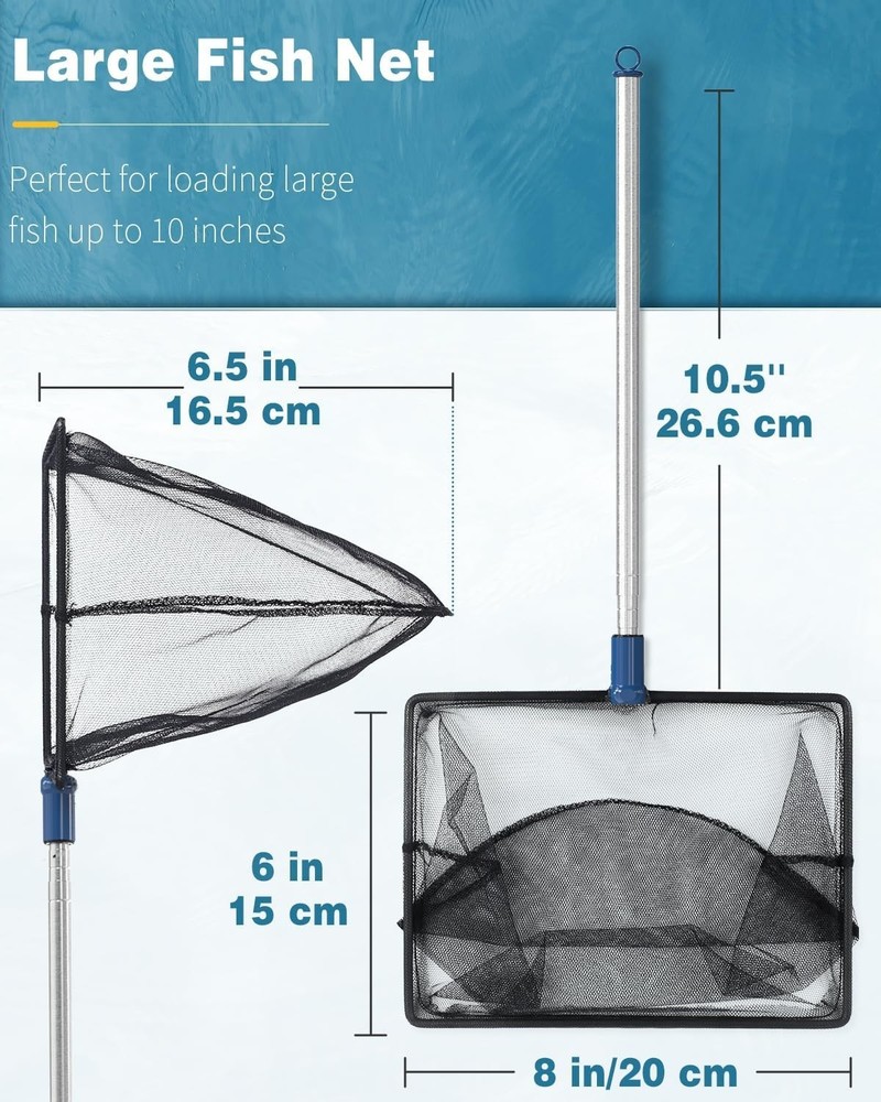 Versatile 8 Inch Aquarium Fish Net with Extendable Handle for Safe Transfers