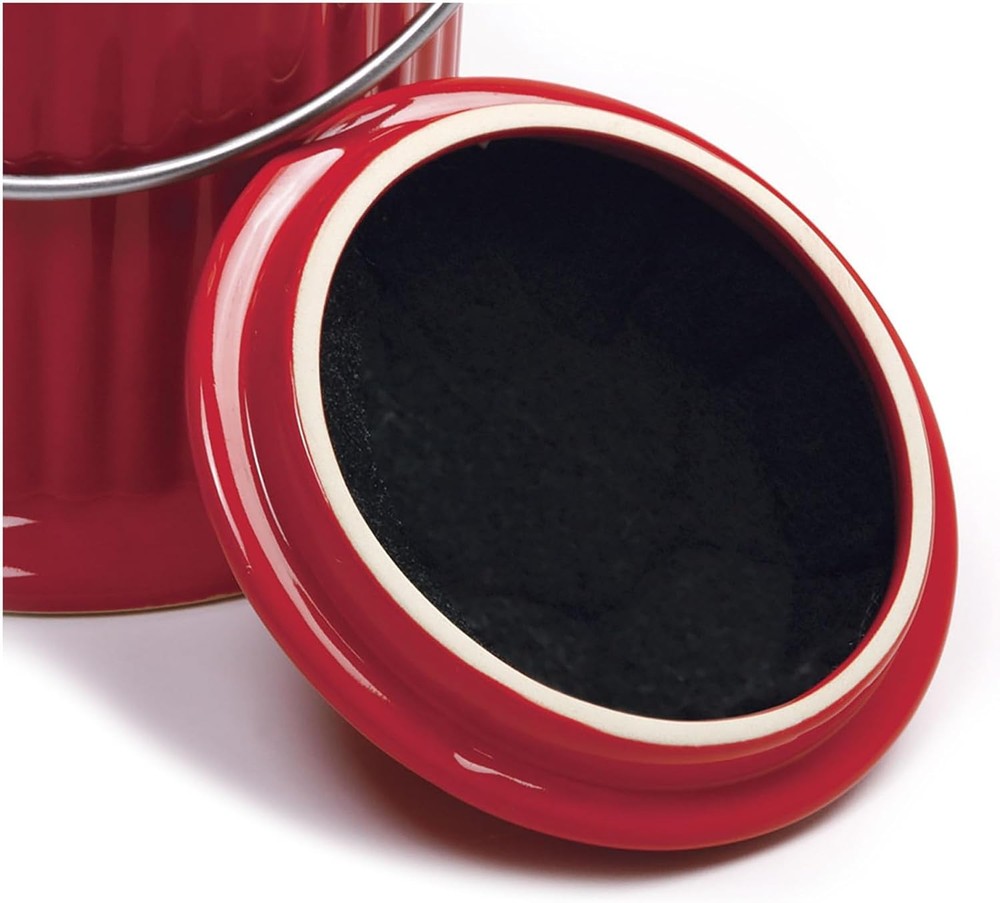 1 Gallon Ceramic Compost Keeper Red