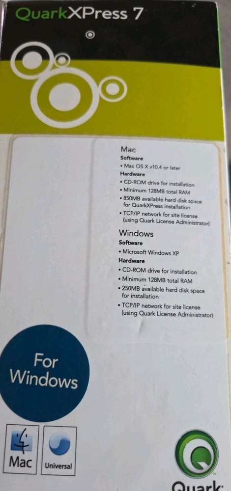 Quark XPress 7 Installation Software Mac Windows W/ Serial Version 7.01