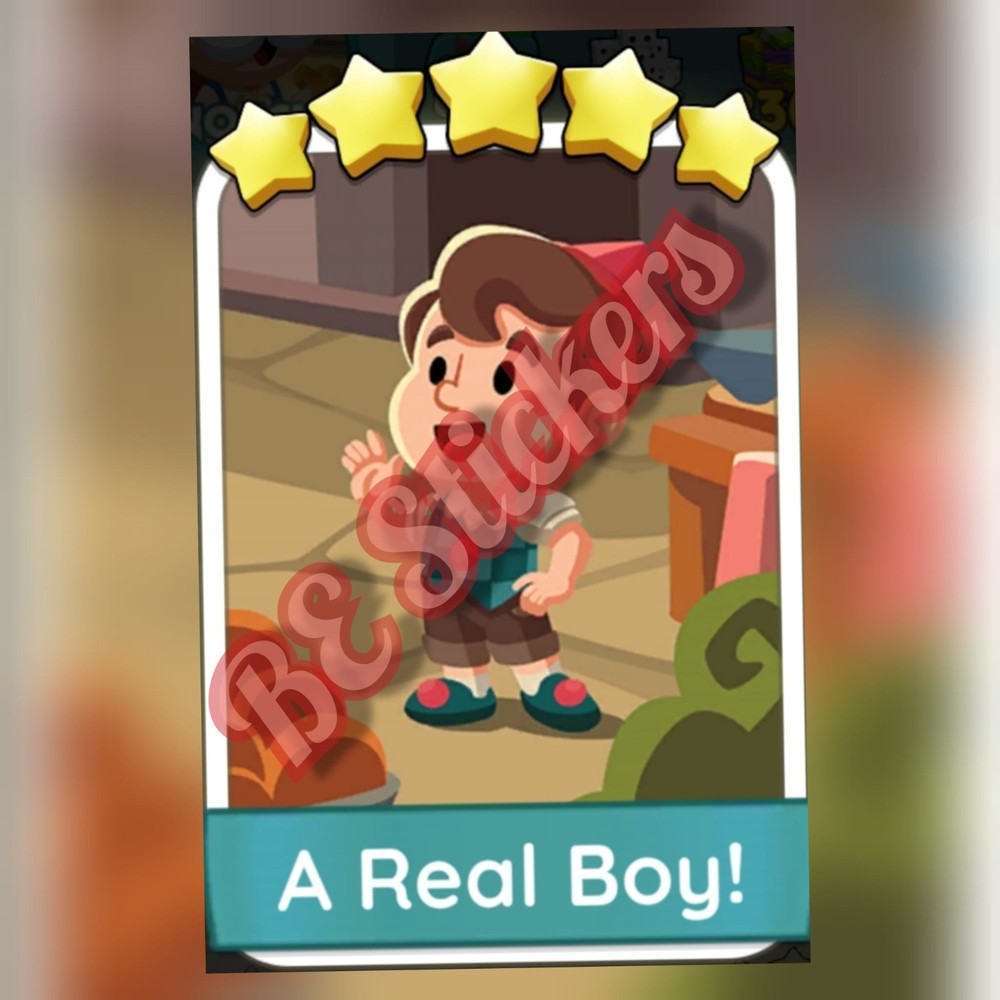 A Real Boy!  5 Stars Stickers Monopoly Go