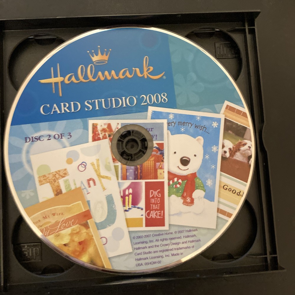 Hallmark Card Studio 2008 CD for PC Windows w Clipart & Projects-Used w Manual