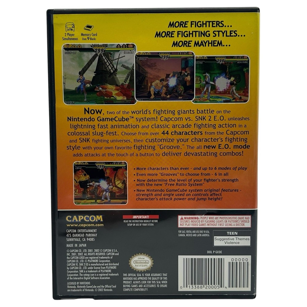 Capcom vs. SNK 2: EO (Nintendo GameCube, 2002) Authentic Game Case & Insert