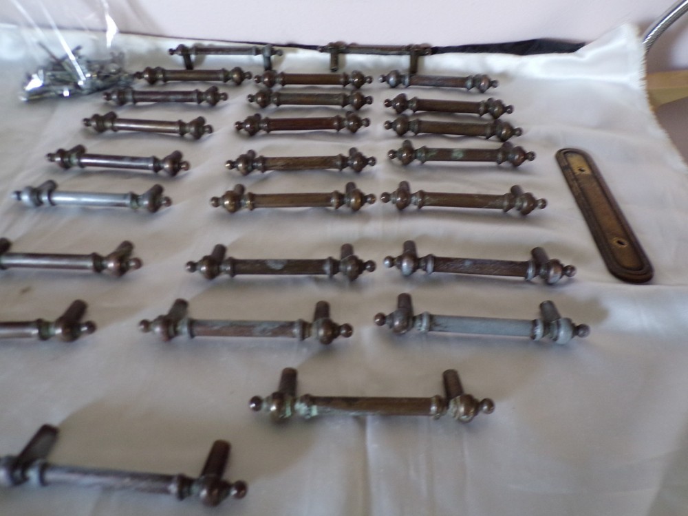 26 Sets Keeler Brass Drawer Pulls Complete with Backplate 3" on Center and Screw