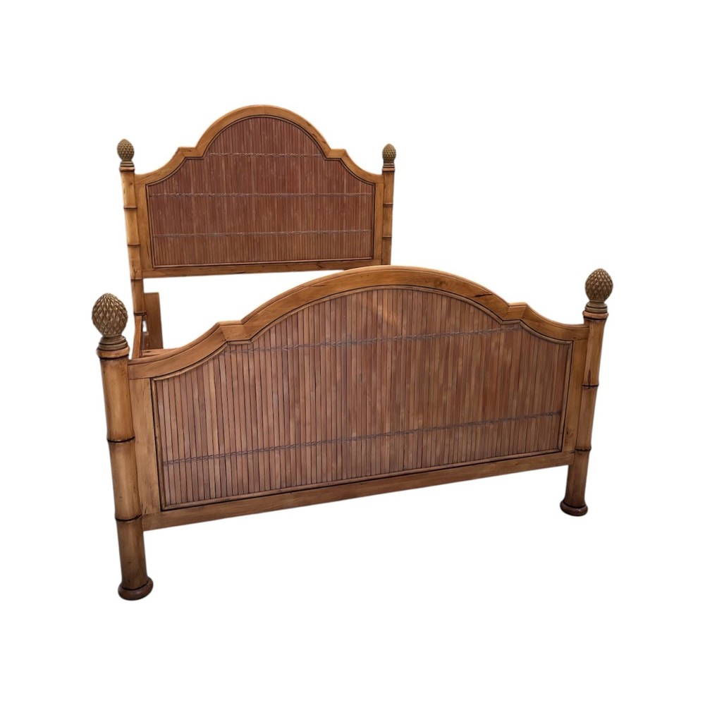 Tommy Bahama Style Split Bamboo Queen Size bed with pineapple finials
