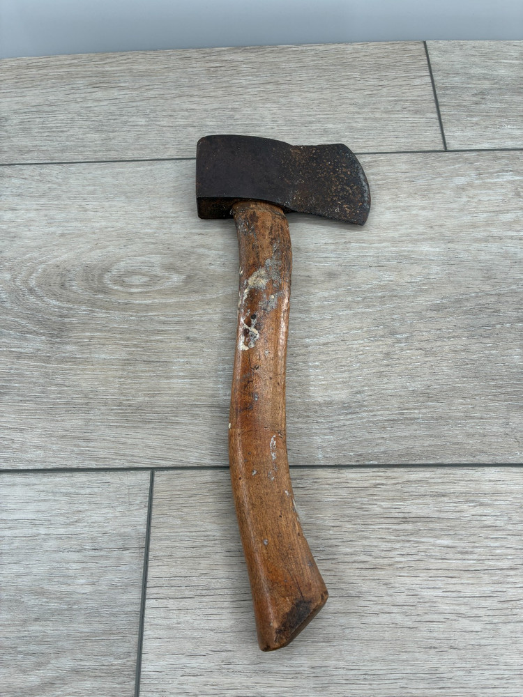 Vintage Axe Scout Hatchet Camping Outdoors Rustic Pitted Head Primitive Tool