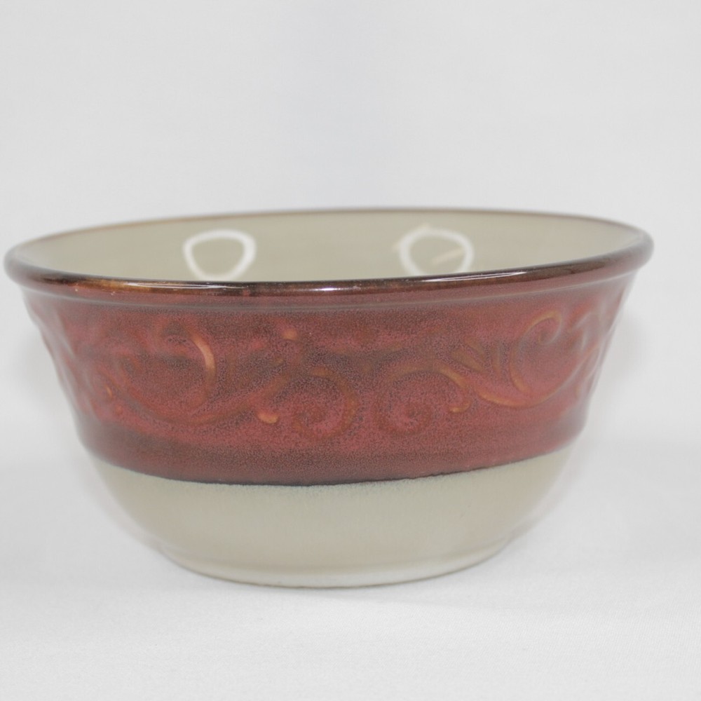 Pier 1 Imports Stoneware Red Scroll Pattern Soup Cereal Bowl Replacement