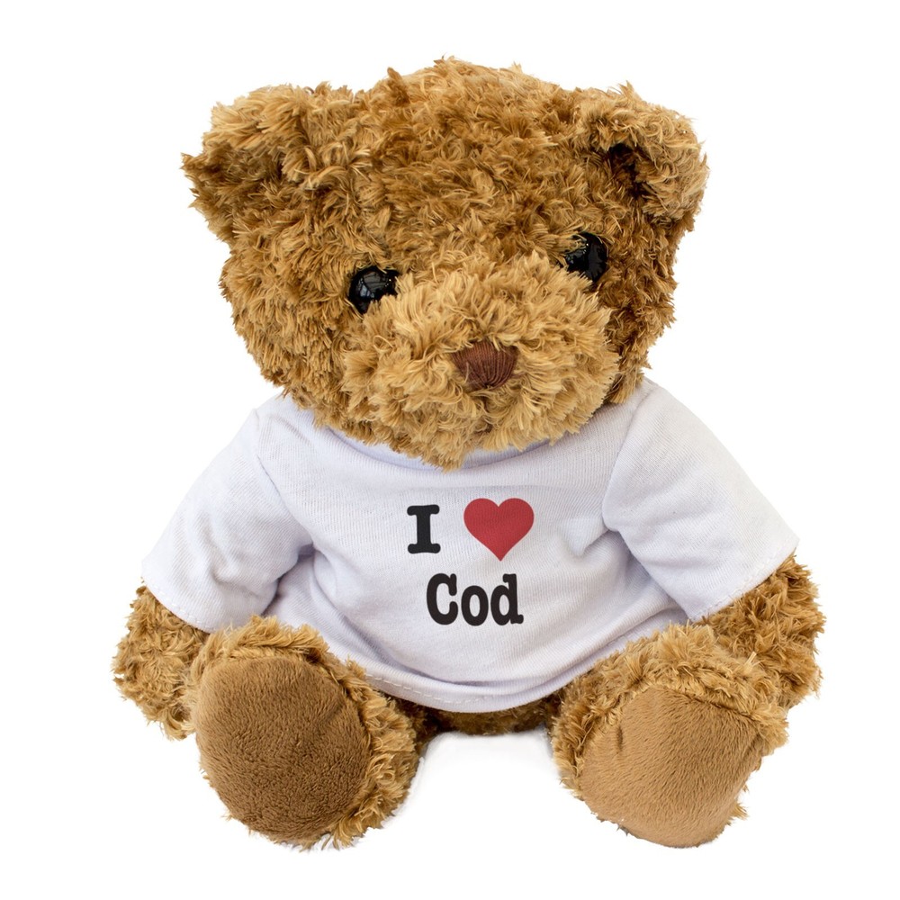 NEW - I LOVE COD - Teddy Bear - Cute Cuddly Soft Adorable - Gift Present