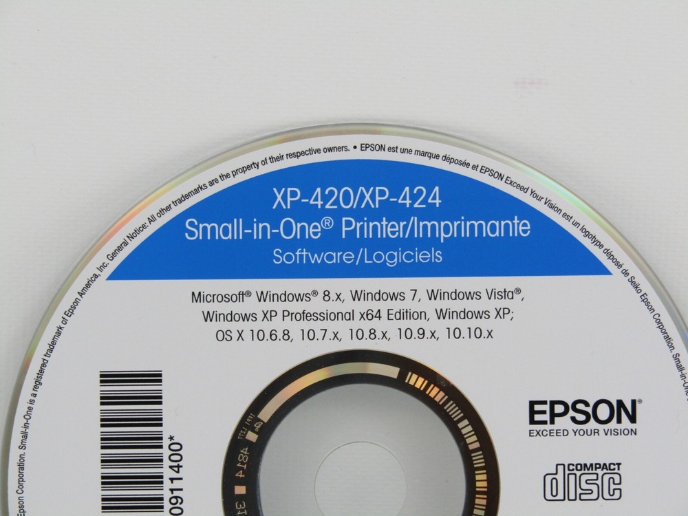 Setup CD ROM for EPSON XP-330 Small-in-One Printer Software Windows and macOS