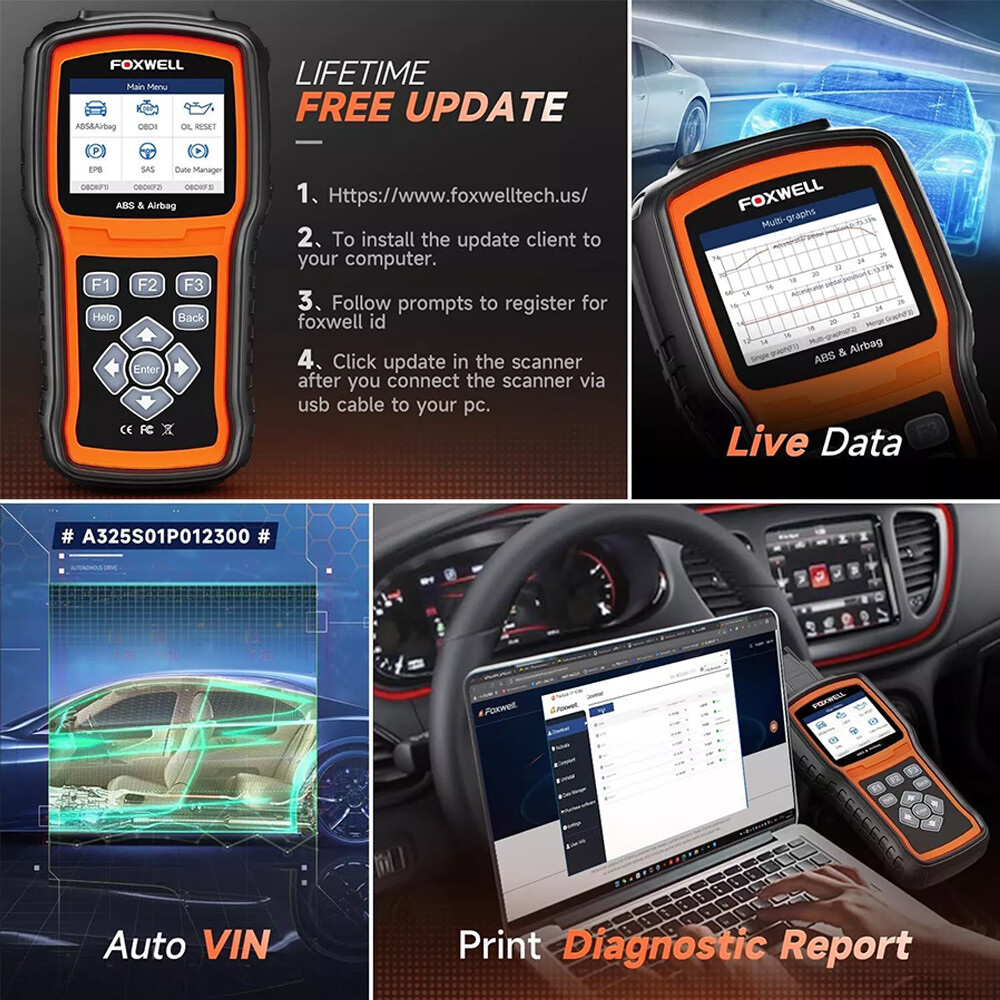 Bi-directional Car Scanner ABS Bleeding SAS SRS OBD2 Code Reader Diagnostic Tool