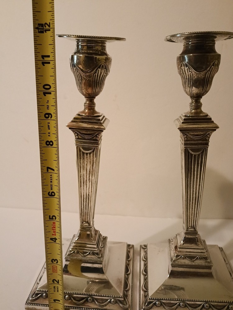 PR. Tiffany & Co. Sterling Silver Candlesticks George III Style 12"