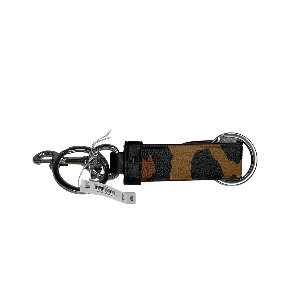 Coach Trigger Snap Bag Charm Keychain With Leopard Print