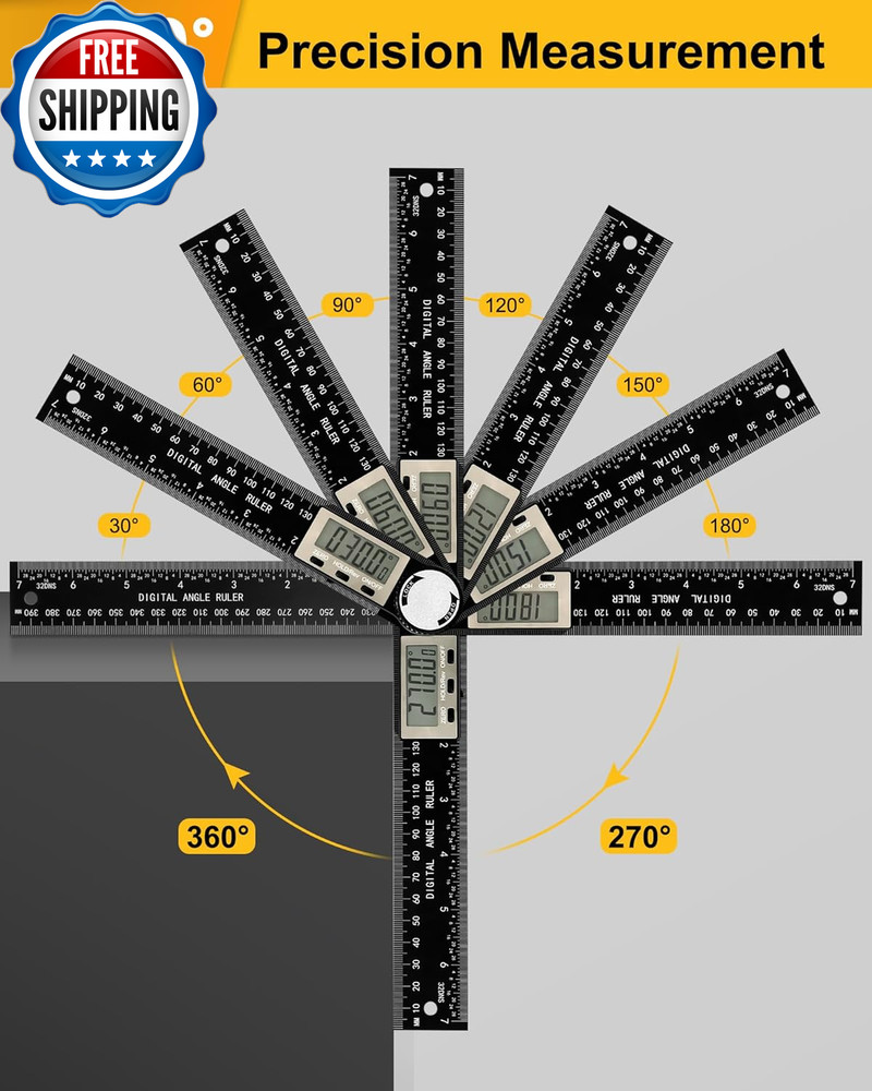 Protractor Digital Angle Finder Protractor with LCD Display 2 In-1 360° Angle...