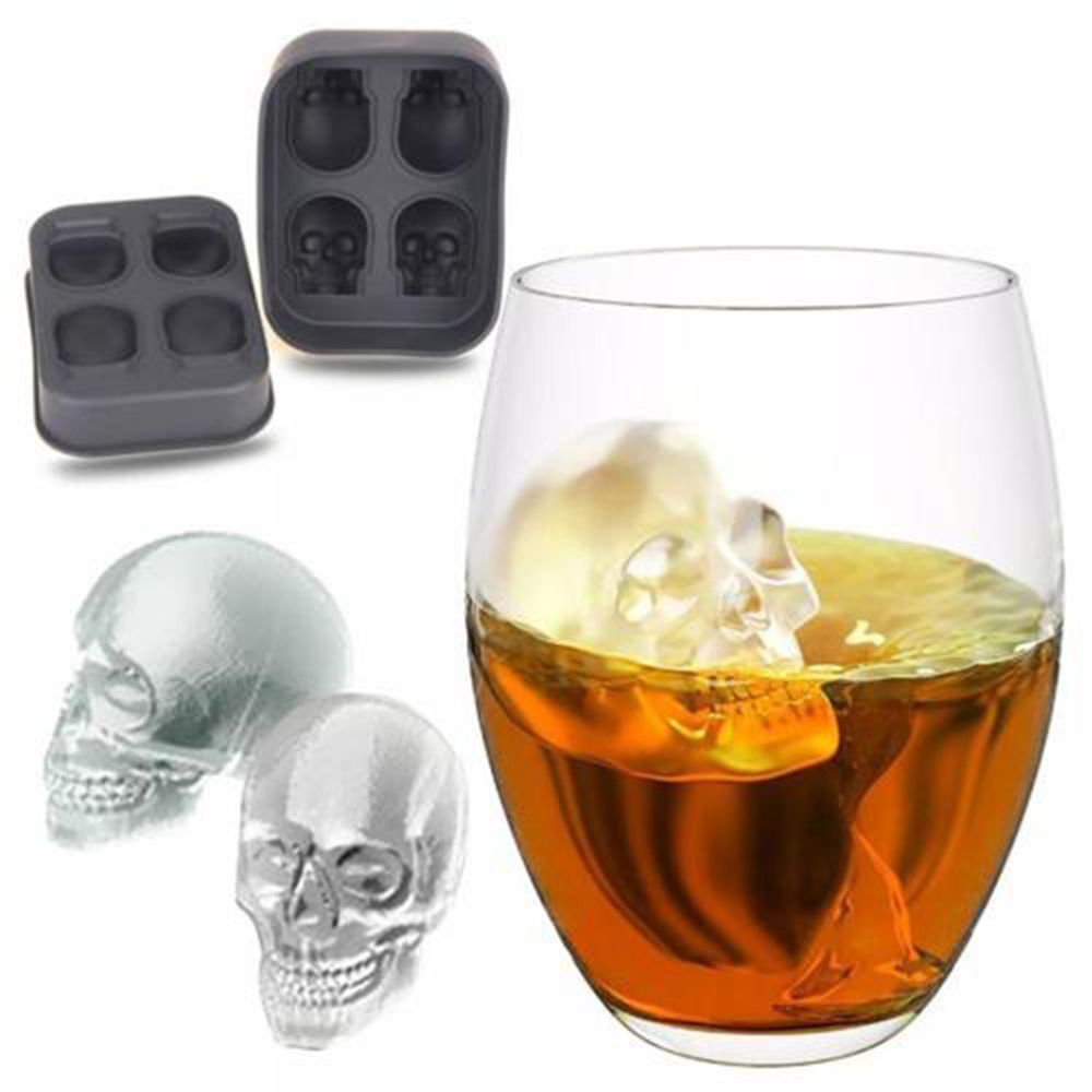 Halloween Silicone 3D Ice Ball Cube Tray Skull Shape Mold Chocolate Baking Tool
