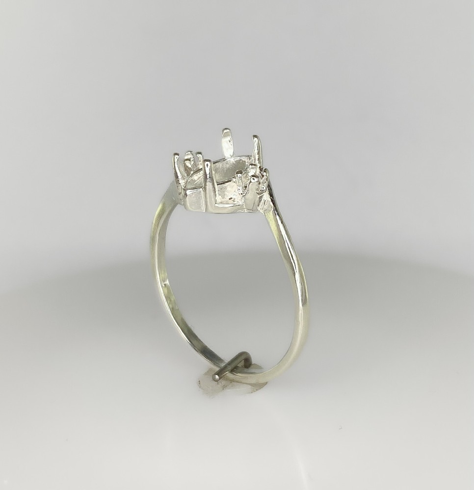 Marquise with Accents Bypass Sterling Silver Ring Setting