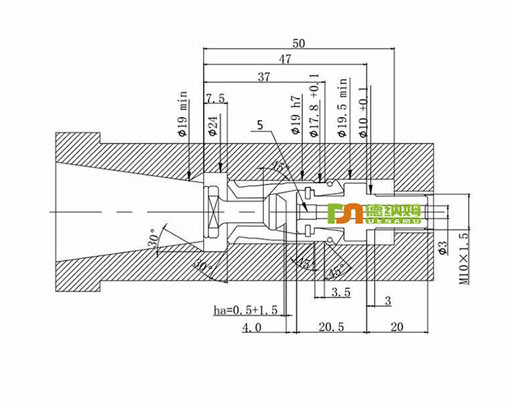 1p BT30-45° 4 Petal Clamp Pull Claw CNC Spindle Broaching Claw Outer Screw Tool