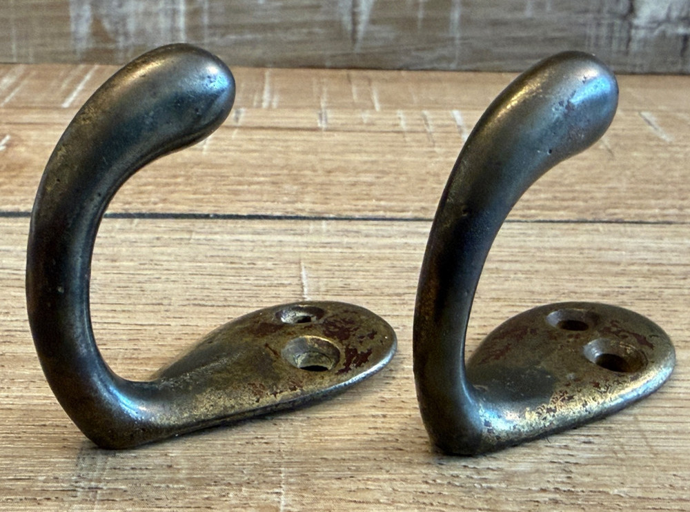 X2 VINTAGE METAL COAT HOOKS RECLAIMED