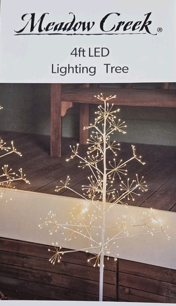 NEW! Meadow Creek 4 ft Micro LED White Artificial Tree Floor Decor
