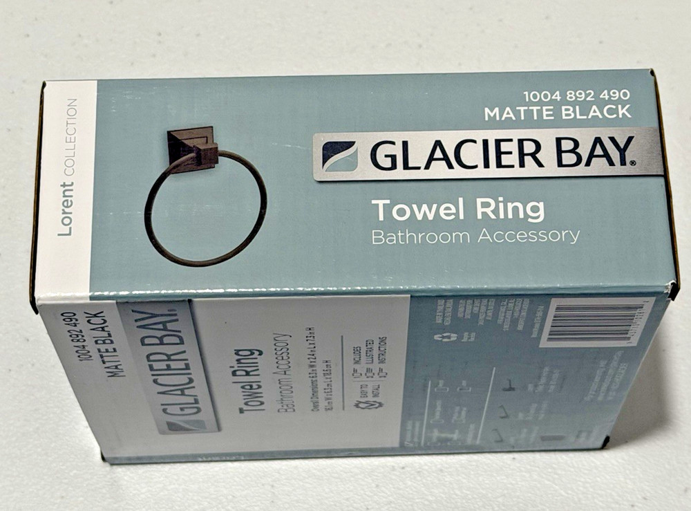 Glacier Bay Towel Ring Bathroom Accessory Matte Black