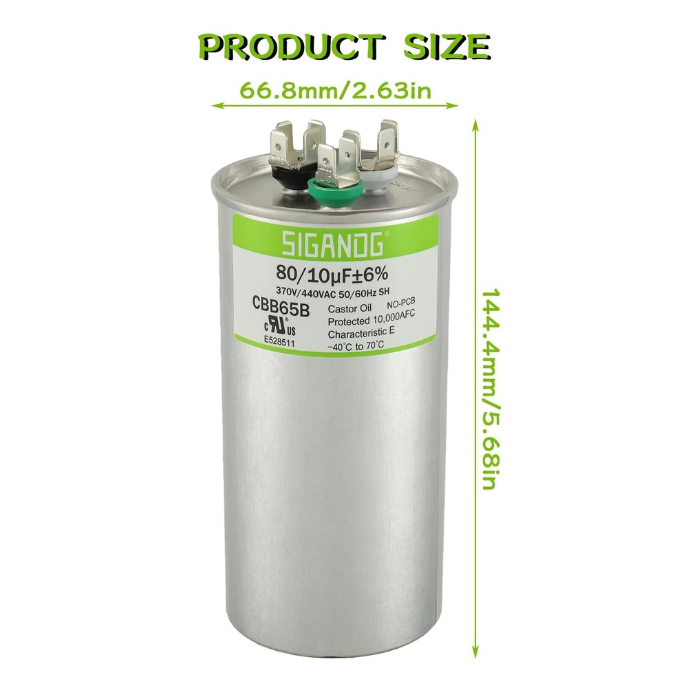 Durable 80+10 MFD 440V AC Capacitor for Effective Air Conditioning Systems