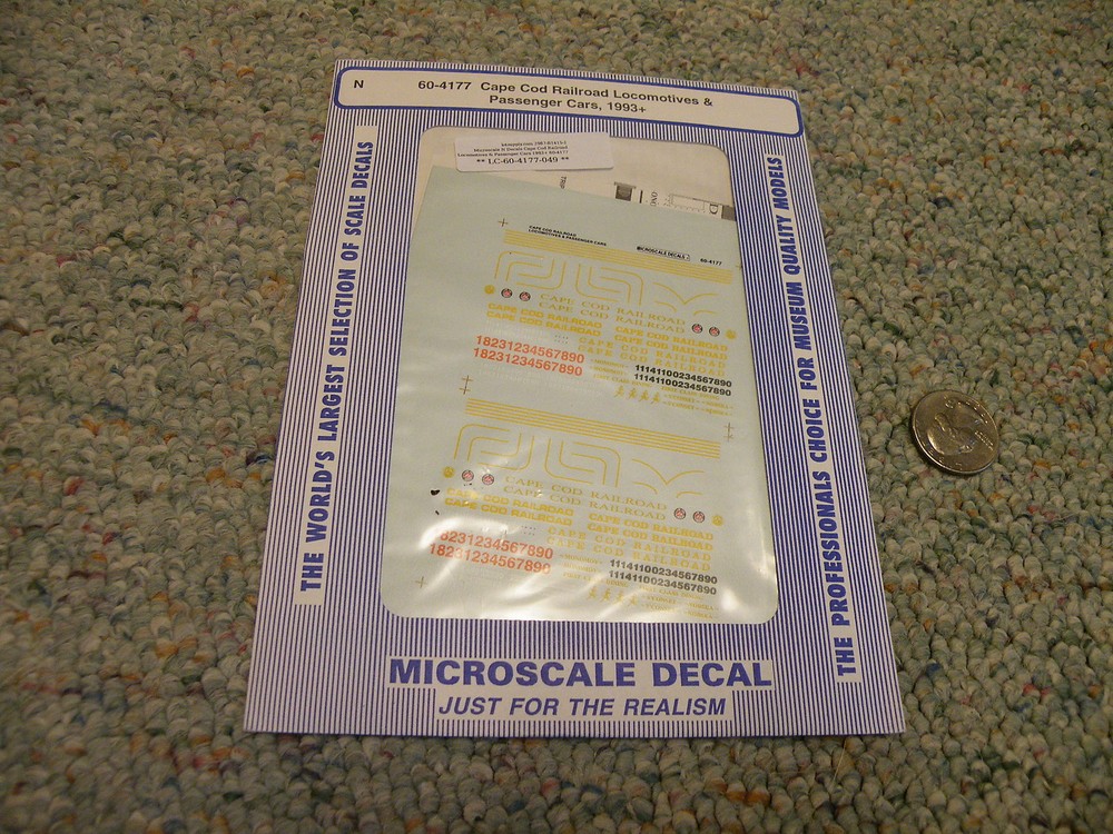 Microscale decals N 60-4177 Cape Cod RR locomotives passenger cars D33