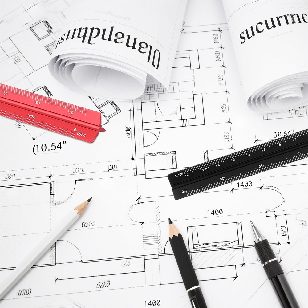 2 Pcs 7 Inch Metric Architectural Triangular Scale Ruler Small Scale, Green