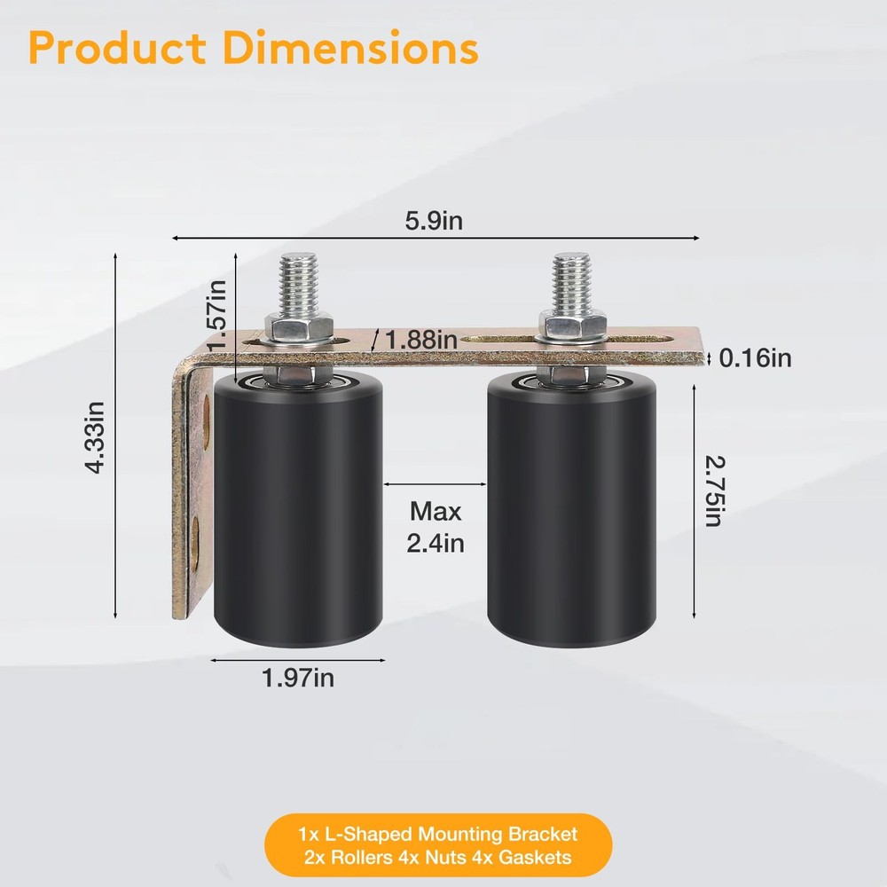 Gate Roller Guide,Sliding Hardware with L-Sliding 1 Pack, Black