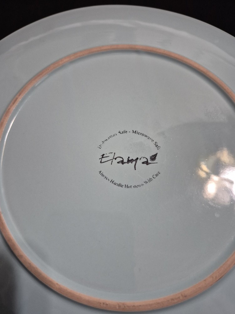 ELAMA EMBOSSED AQUA STONEWARE OCEAN DINNERWARE PLATE