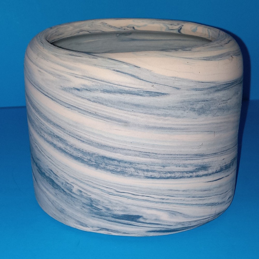 Threshold Blue and White Swirled Ceramic Vase 4in Tall