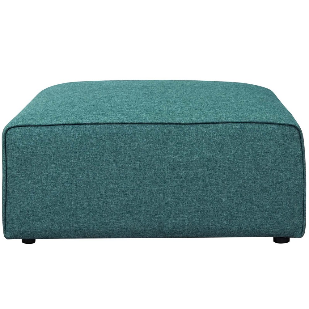 Modway Mingle Modern Style Polyester Fabric Ottoman in Teal Blue Finish