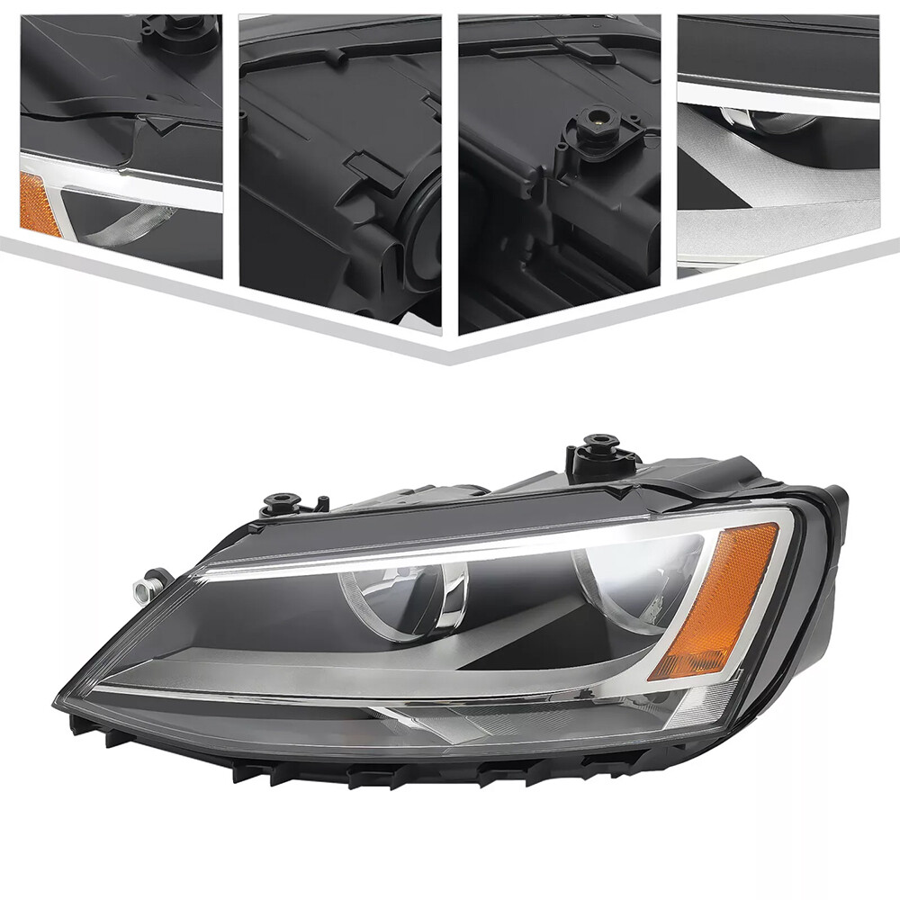 Halogen Headlight For Volkswagen Jetta 2017-2018 w/ LED DRL Left Side Chrome