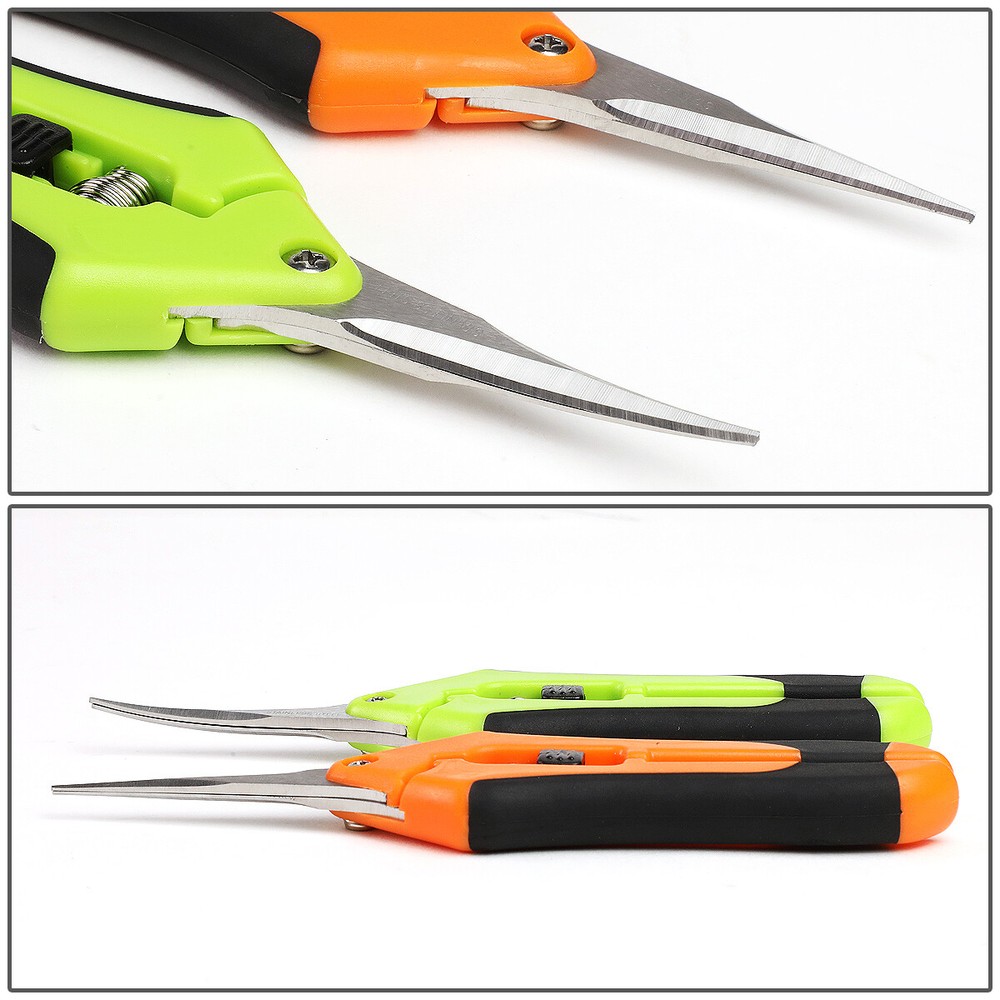 SPRING LOADED HANDLES STRAIGHT / CURVED MICRO TIP PRUNIN SNIPS PLANTS PRUNING